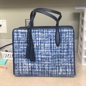 NWOT Kate Spade Blue Tweed Medium Satchel